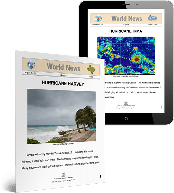 News-2-You news articles to help students understanding hurricanes