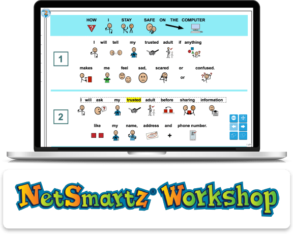 n2y, working with NetSmartz, created symbol-supported versions of the Internet Safety Pledges with SymbolStix.