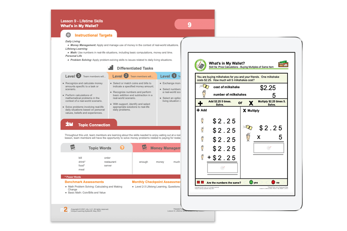 Transition Grade Band Lesson Plan and math activity