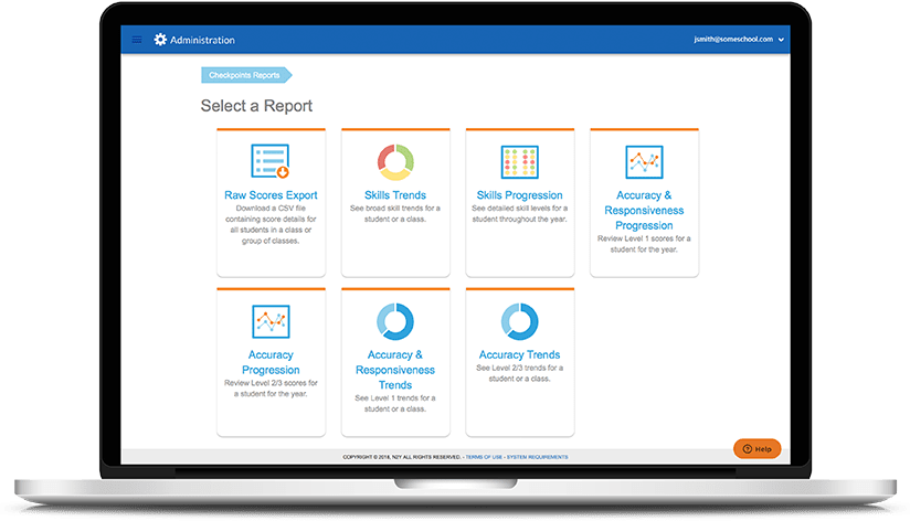 Unique Learning System Administrator Reports Menu Page