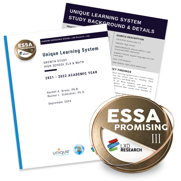 Unique Learning System Growth Study: High School ELA & Math