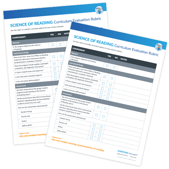 Science of Reading Curriculum Evaluation Rubric