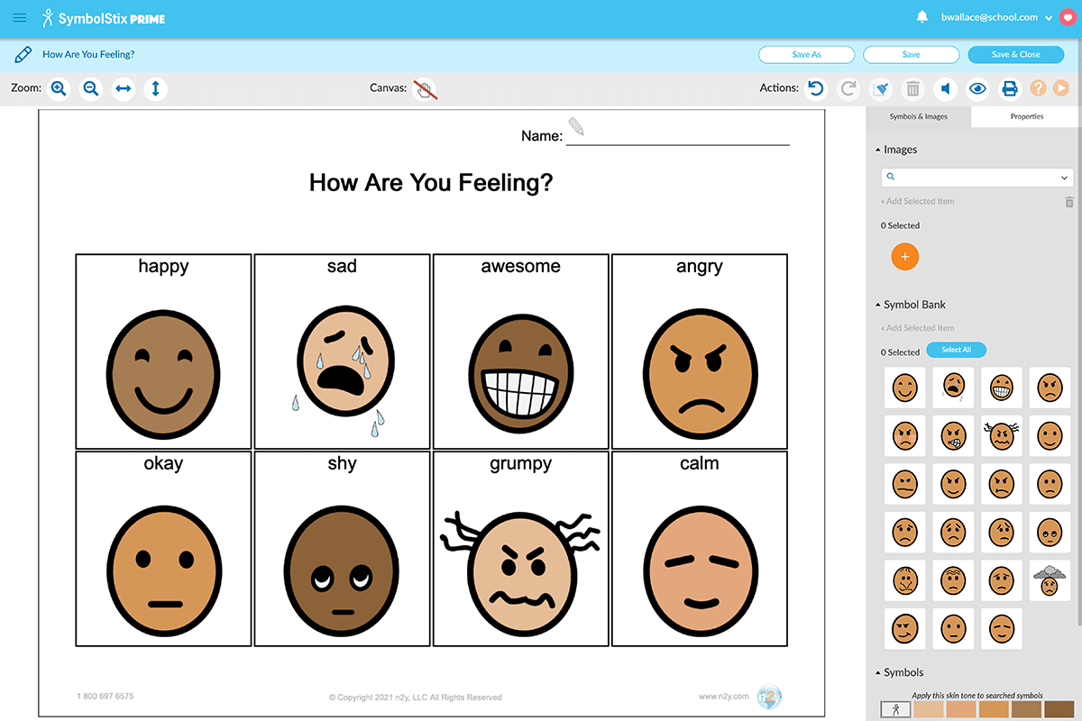 How are you feeling? communication board