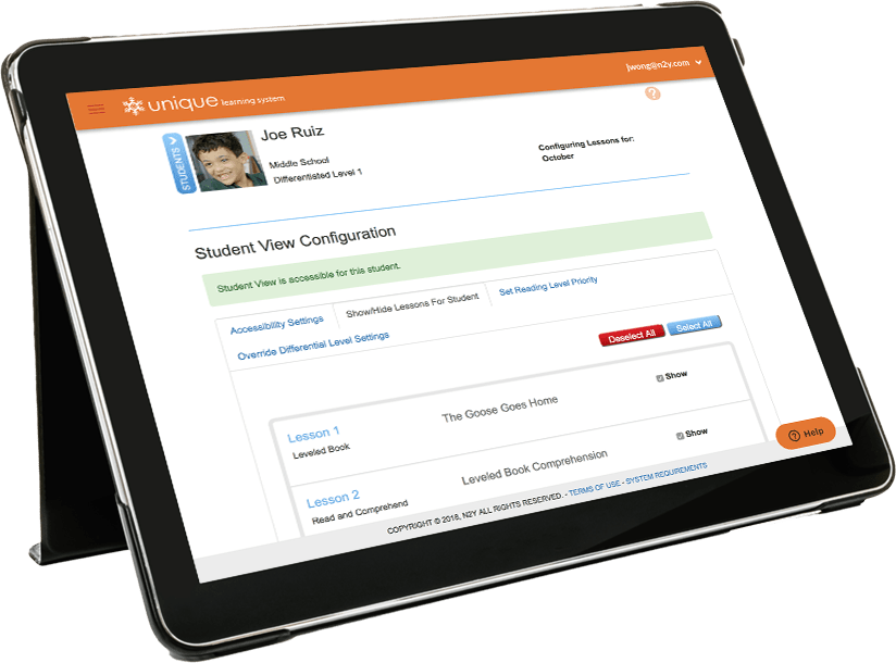 Unique Learning System Configure Student View