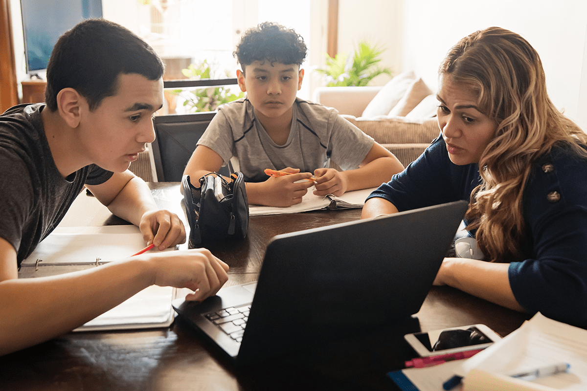 a family holding a meeting