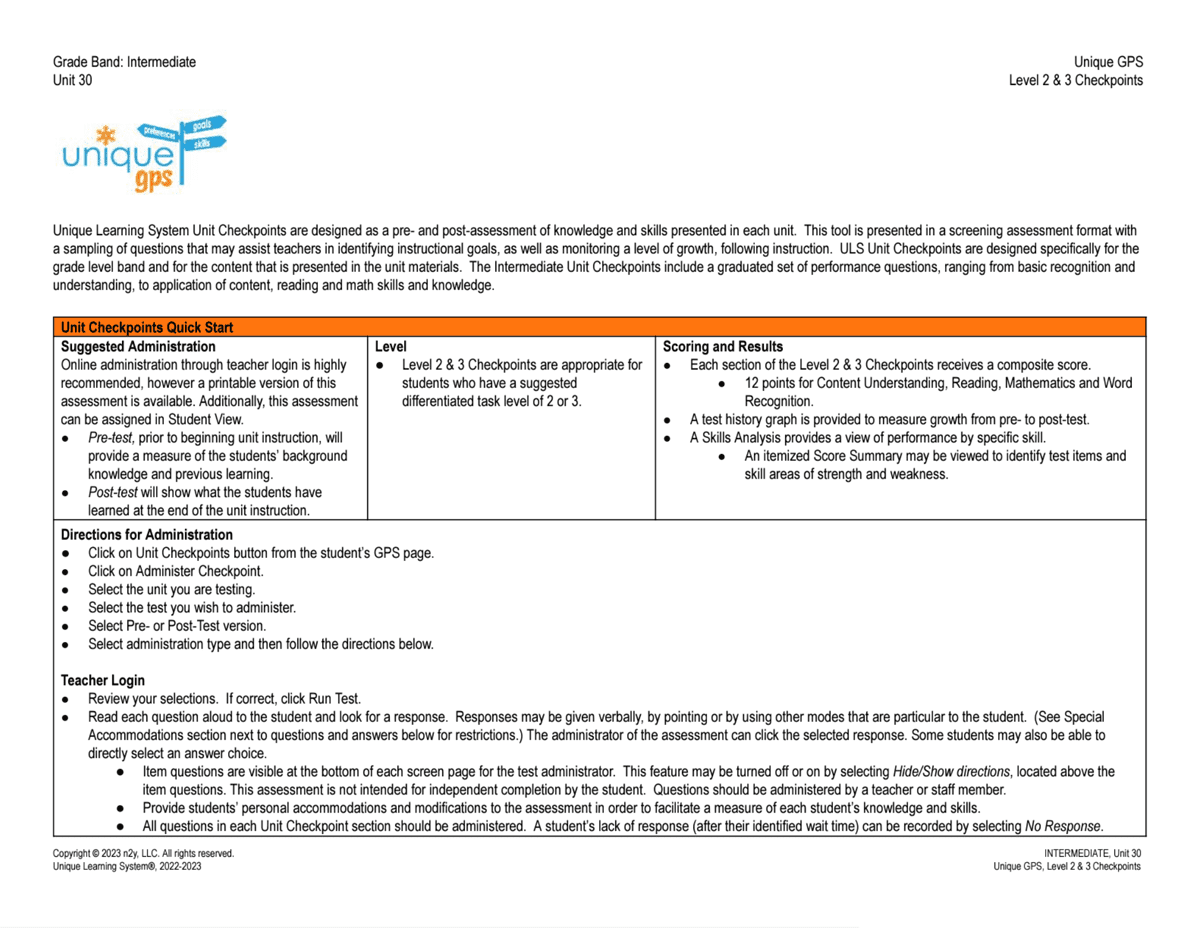 Unique Learning System GPS Administration Guide