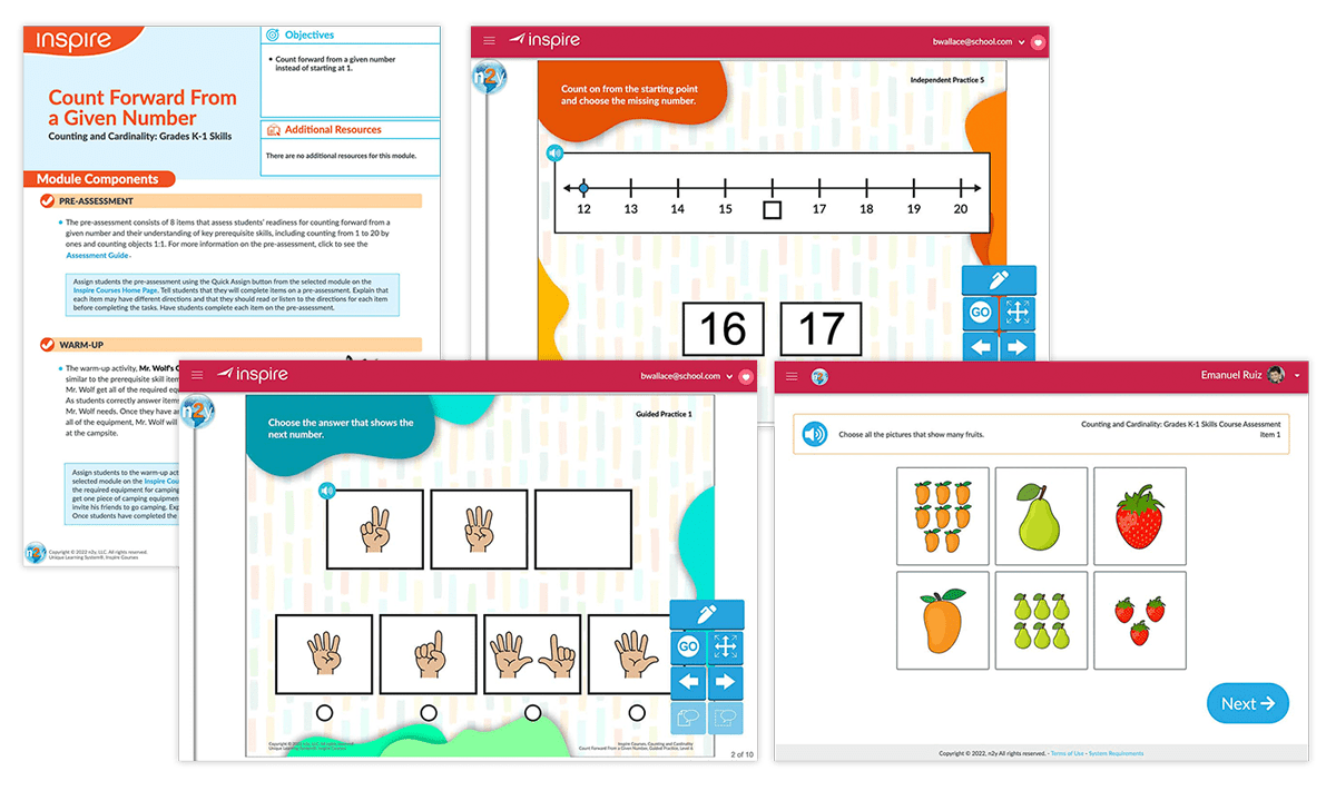 Image of a lesson plan and example activities in Inspire