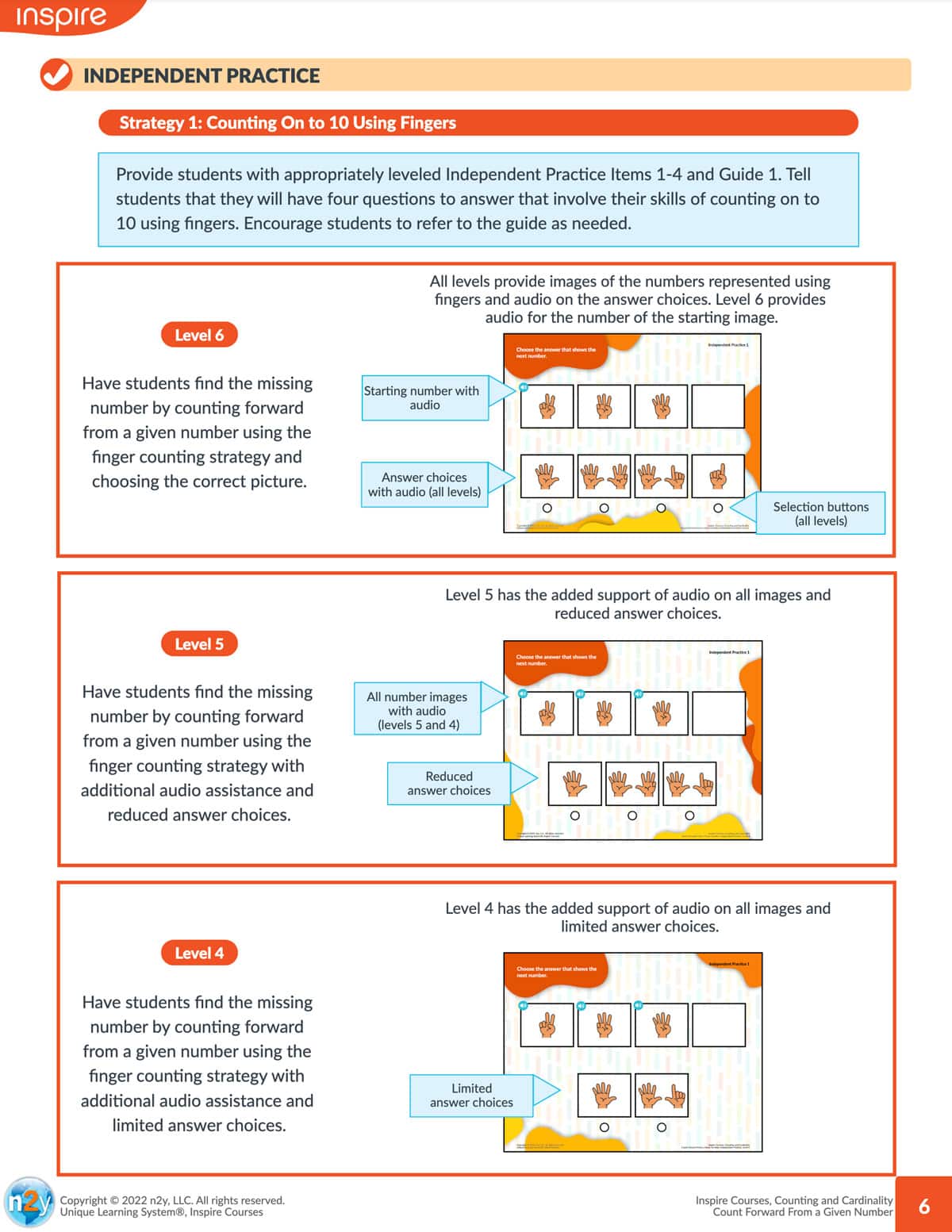 Image of a differentiated independent practice activity in Inspire