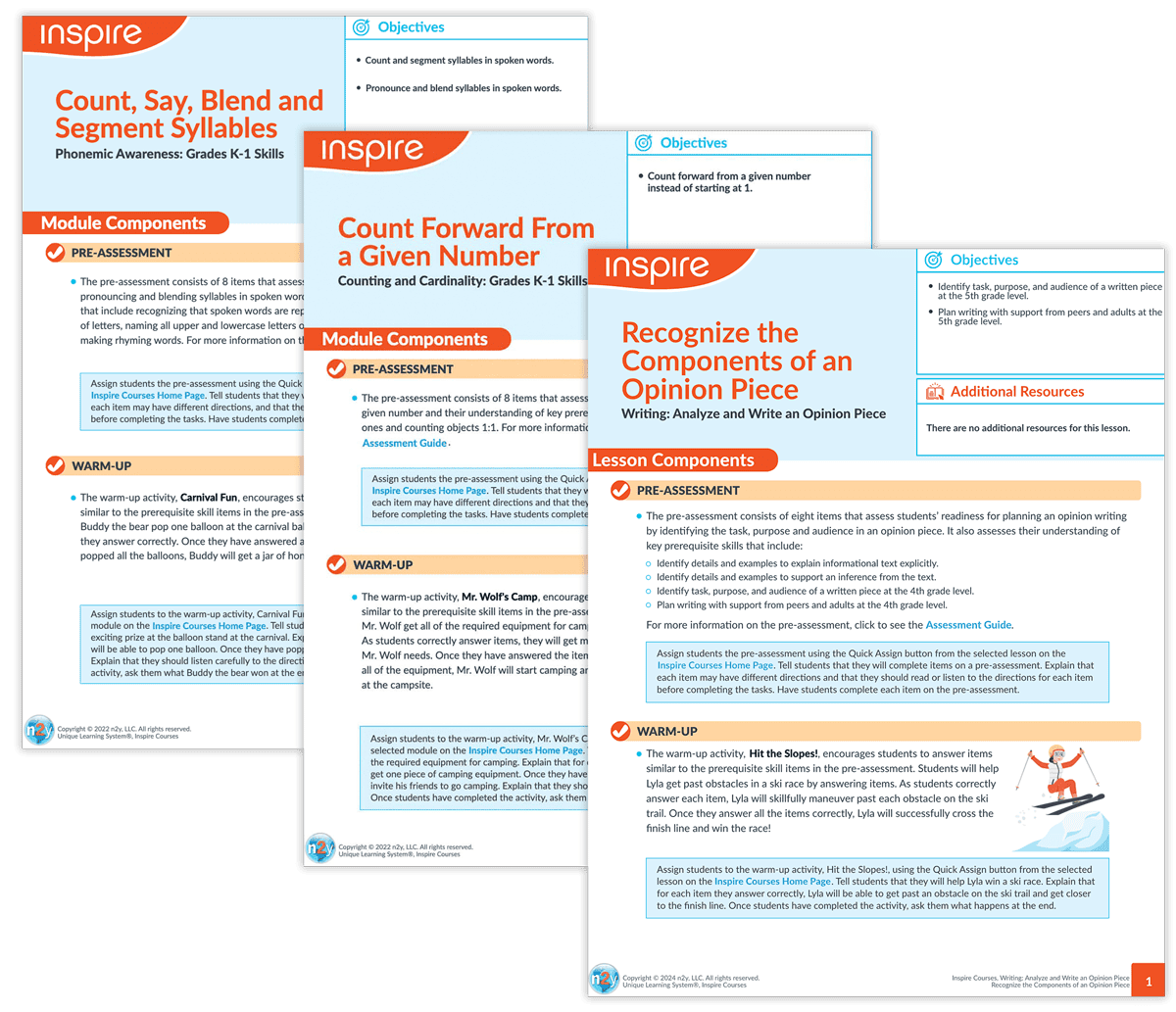 Image of two lesson plans in Inspire