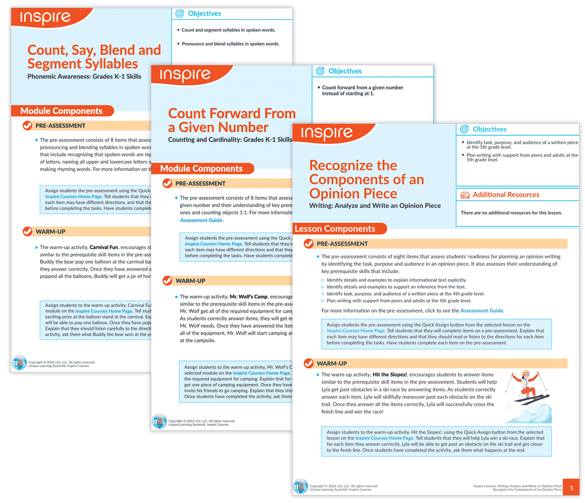  Image of two lesson plans in Inspire 