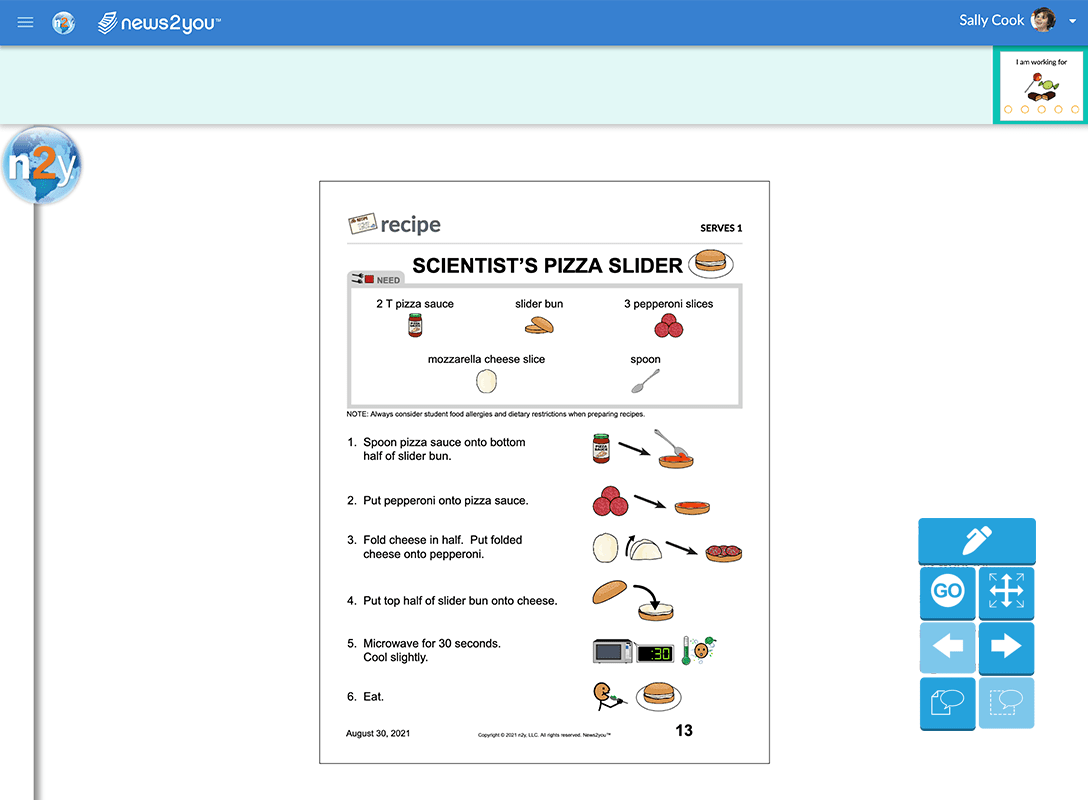 News2you Scientist's Pizza Slider Recipe