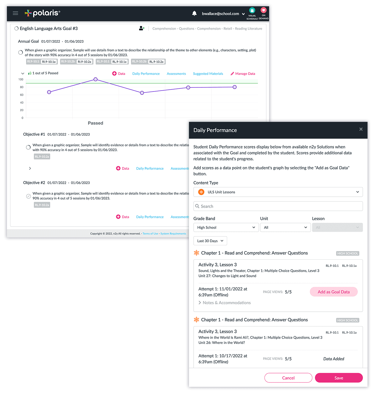 Syncing performance data from Unique Learning System to Polaris 