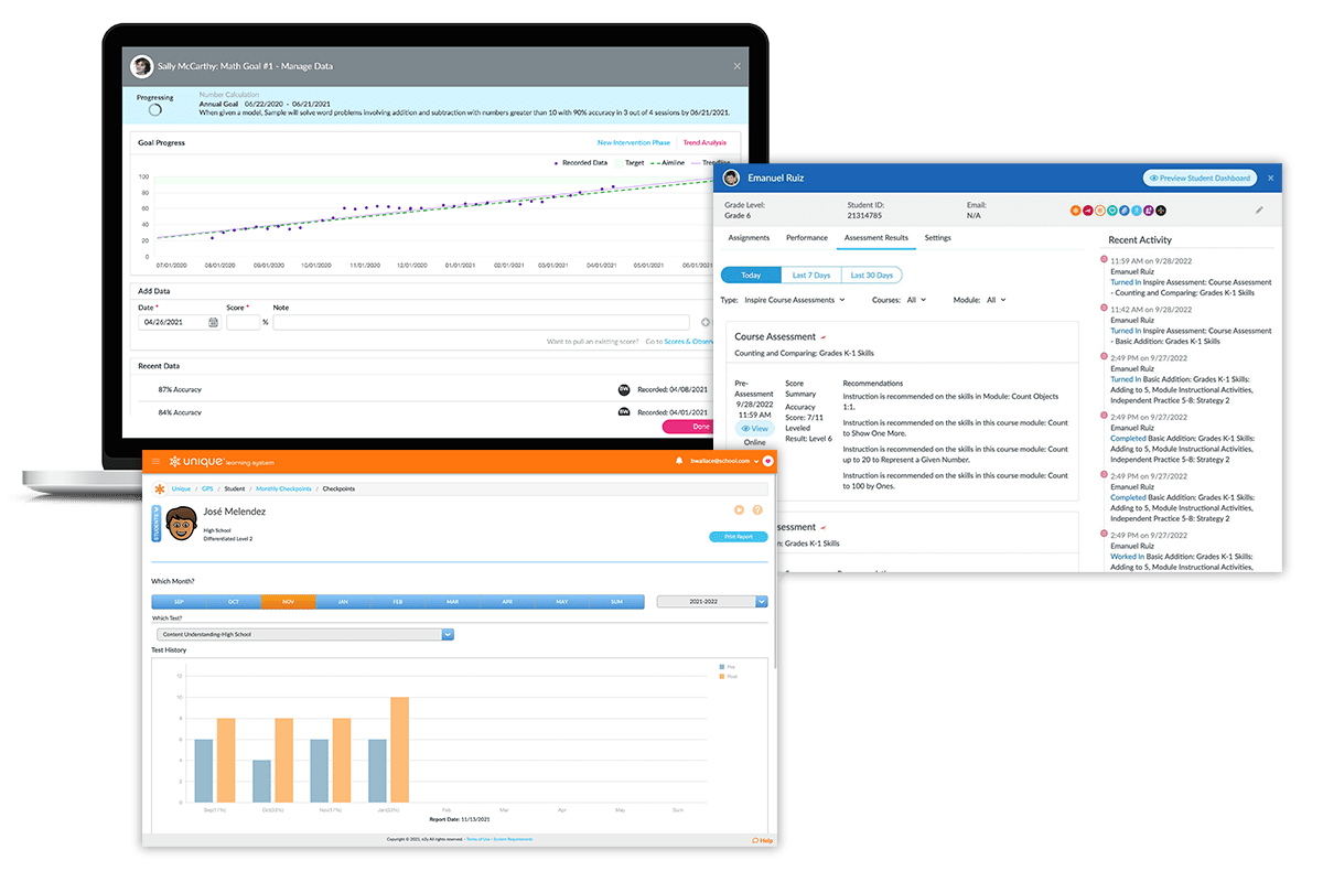 Viewing trend and base line data in Polaris and Unique Learning System checkpoints