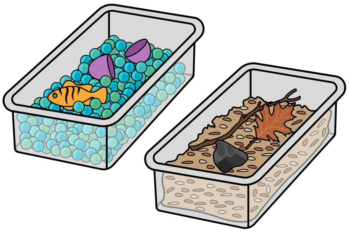 Two examples of sensory bins