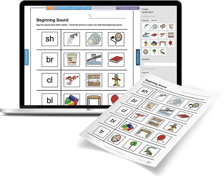 SymbolStix PRIME on laptop with printout