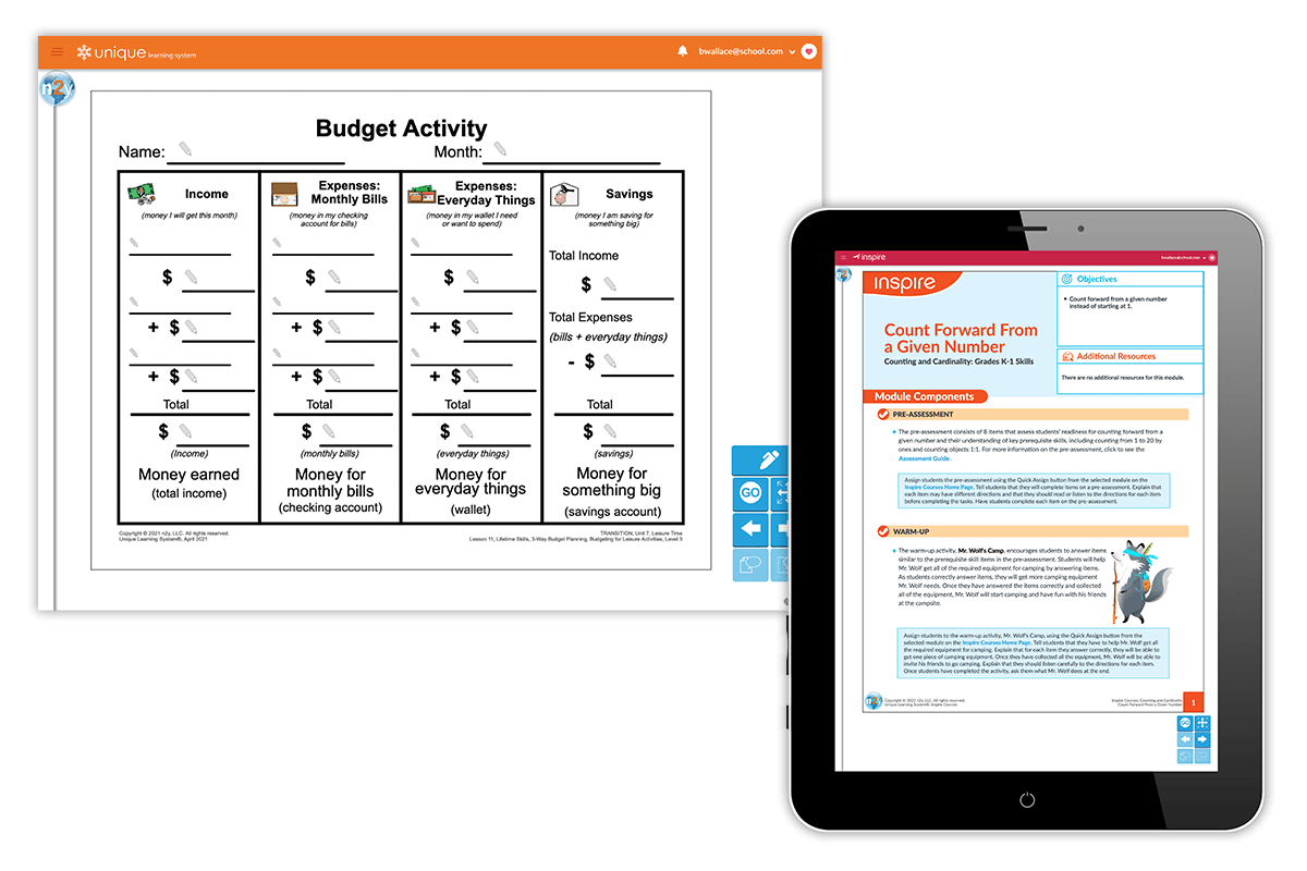 Unique Learning System's Transition Passport and a Life Skills activity