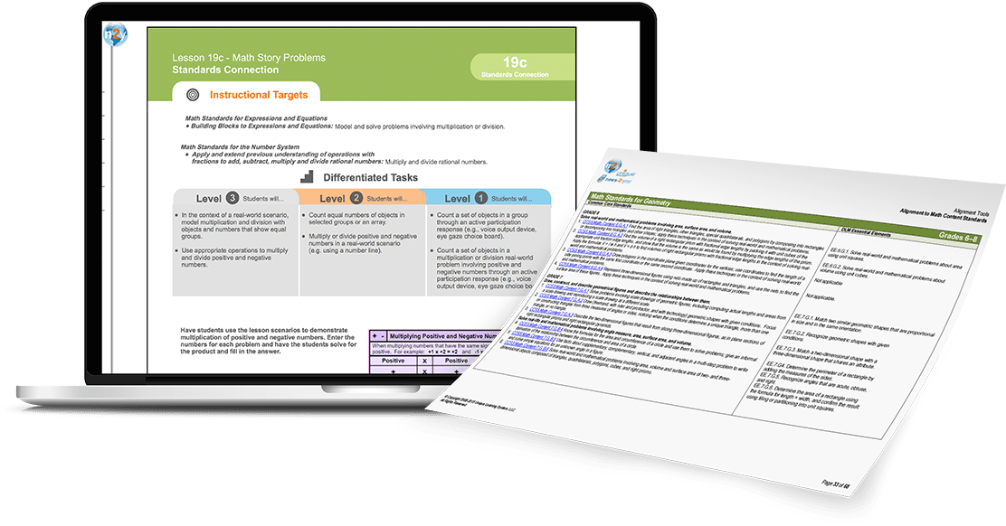 Unique Learning System Differentiated Math Lesson and Extended Standards