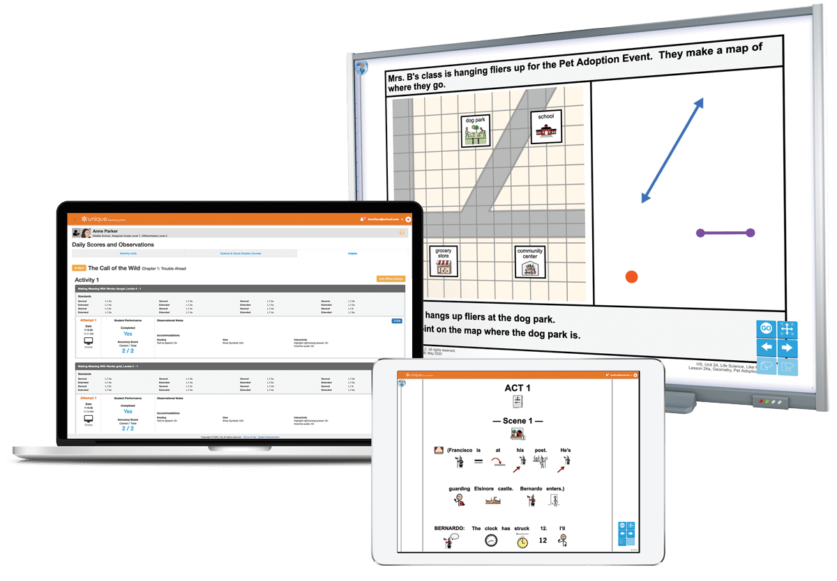 Unique Learning System shown on multiple devices